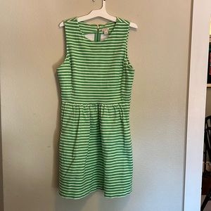 J Crew green and white striped dress